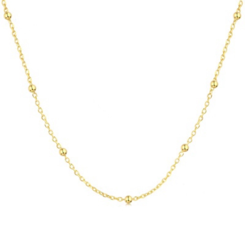 Tiffany like Dainty 925 Sterling Silver Beaded Necklace with 18K Gold Plating